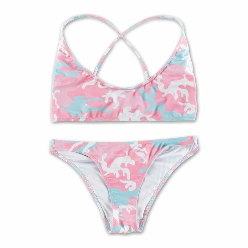 2017 Kylie Swim Pink and Blue Camo Bikini